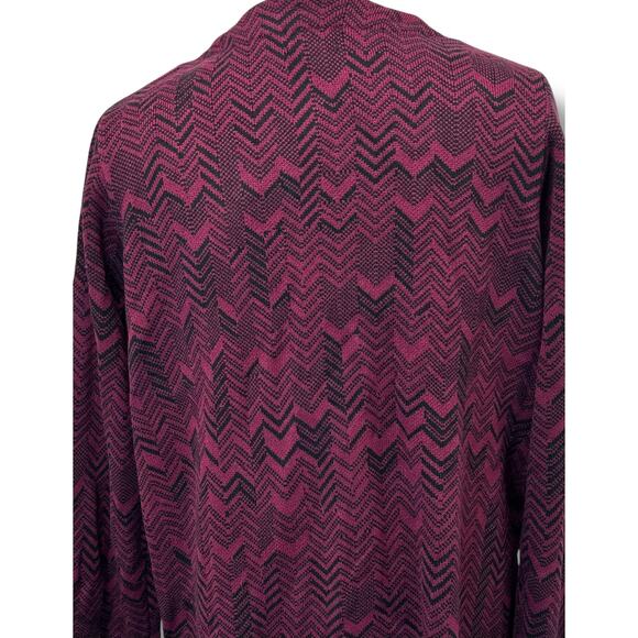 Simply Emma Women’s Jacquard Open Front Longline Cardigan, Burgundy, size 2X - Picture 4 of 10